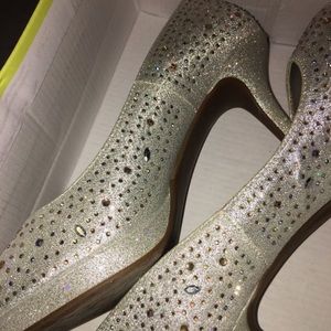 Silver high heels with diamonds
